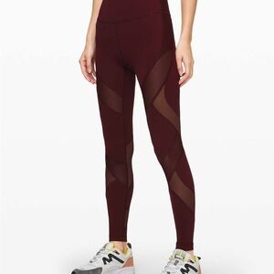 Lululemon Athletica Dark Red Mesh Leggings
